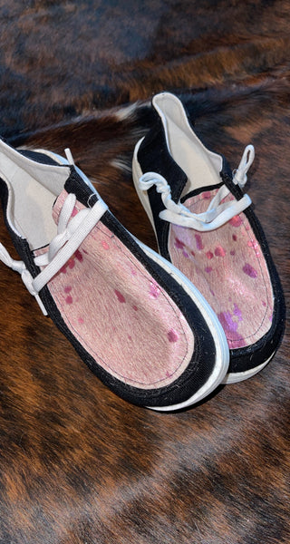 Pink Acid Cowhide Shoes