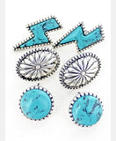 3 Tier Lightning Bolt Studs