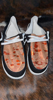 Red Acid Wash Cowhide Shoes