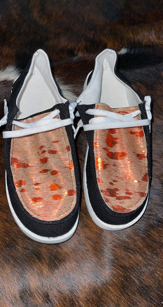 Red Acid Wash Cowhide Shoes
