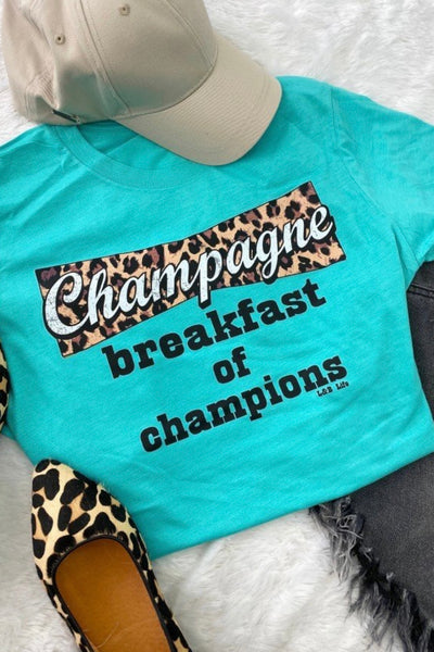Champagne Breakfast Tee in Turquoise