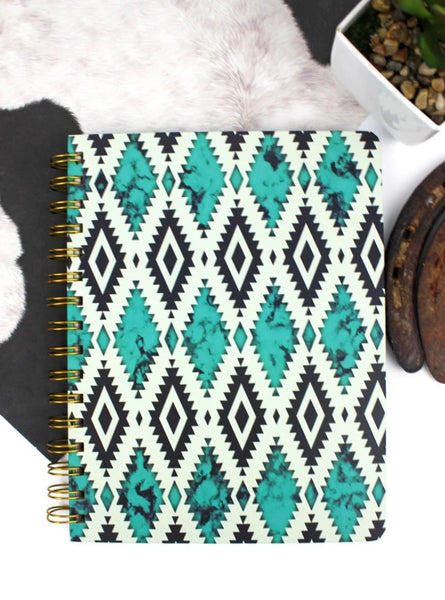 Turquoise Marble Aztec Journal