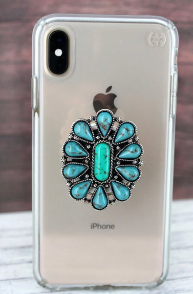 Turquoise Squashblossom Phone Grip Top